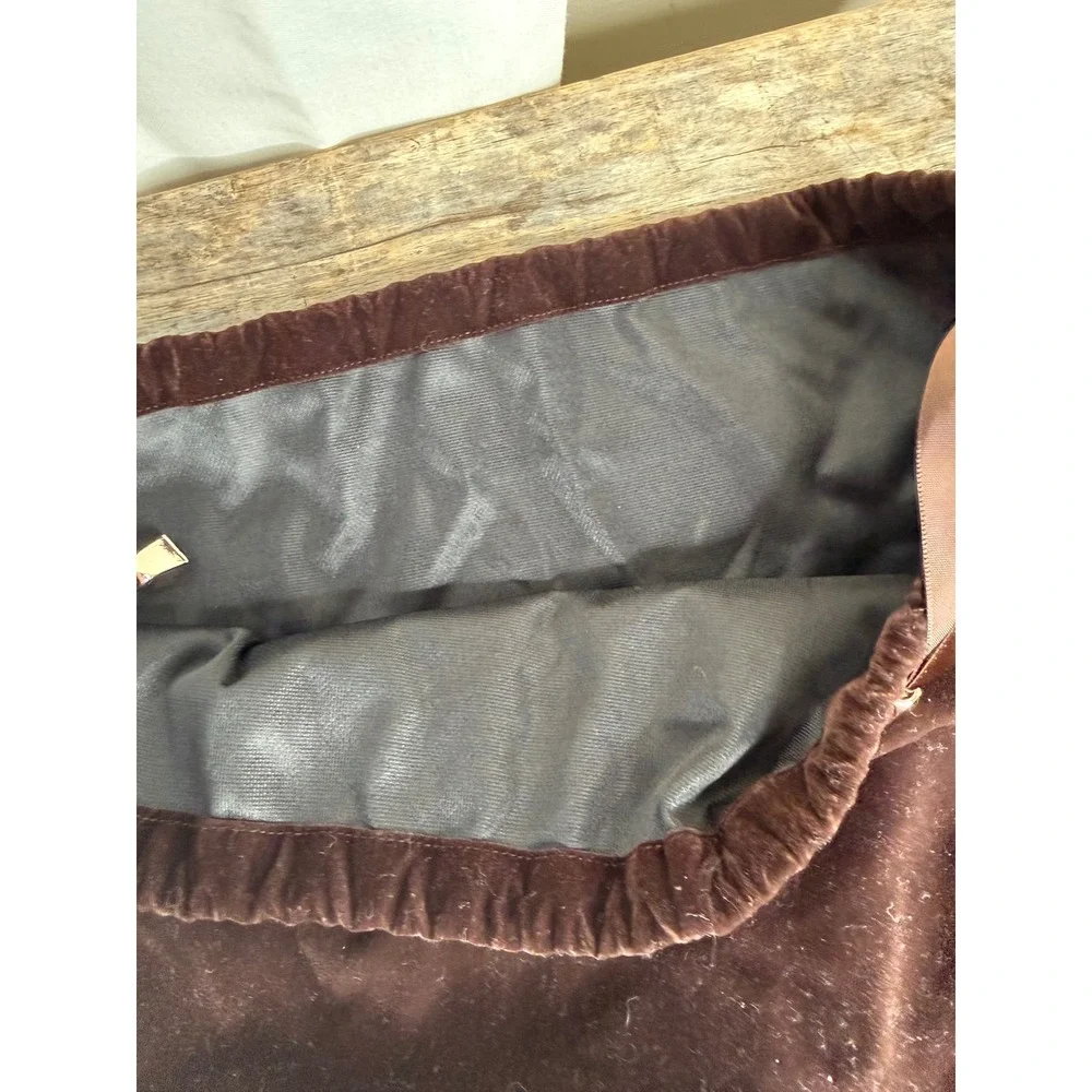 LA MER Drawstring Pouch Brown Velvet Ribbon Travel Bag Women's OS Good‎
